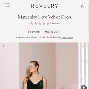 Revelry Maternity Skye Velvet Dress  Color: Emerald - 613, Size: 16